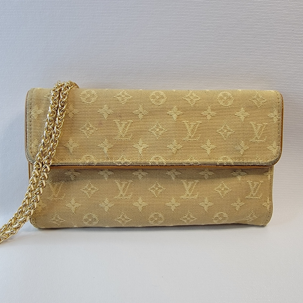 LOUIS VUITTON Monogram Mini Porte Tresor International Long Beige Trifold Wallet